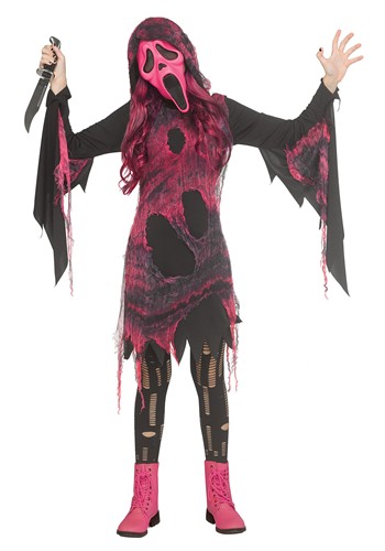 Pink Gauze Ghost Face Costume for Girls