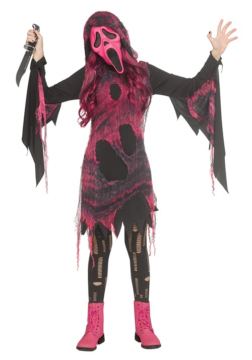 Pink Gauze Ghost Face Costume for Girls
