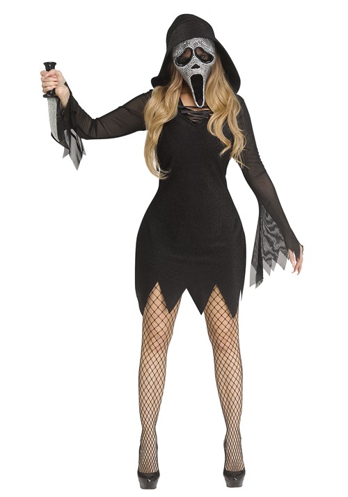 Womens Bling Ghost Face Deluxe Costume