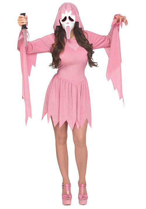 Pink Glitter Ghost Face Womens Costume