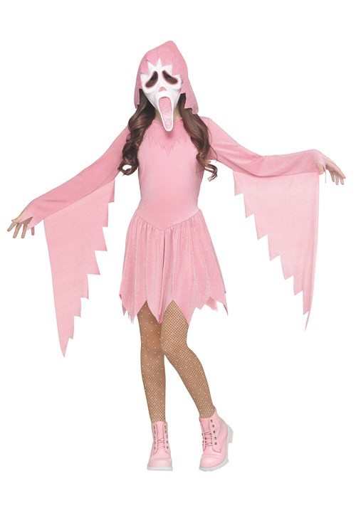 Pink Sparkle Ghost Face Girls Costume
