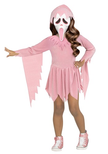 Girls Pink Ghost Face Toddler Costume