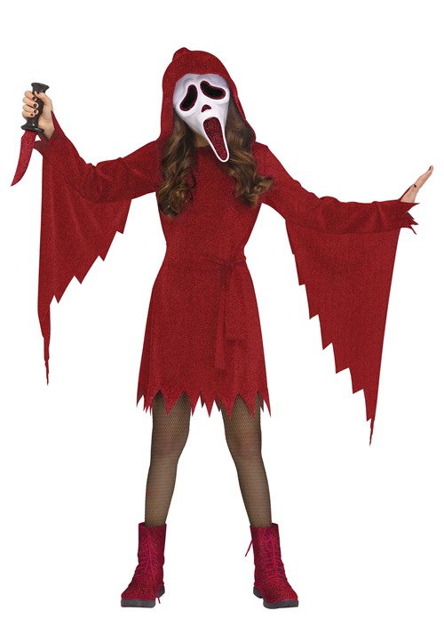 Crimson Sparkle Ghost Face Girls Costume