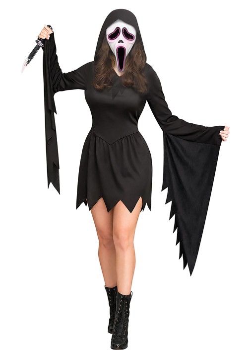 Womens Ghost Face EL Light Up Costume