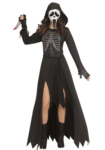 Womens Skele Stone Ghost Face Dress Costume