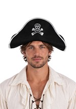 Adult Black Costume Pirate Hat with Silver Trim