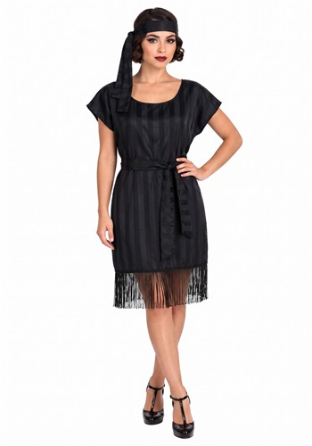 Womens Roaring 20s Black Flapper Dress Costume