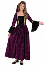 Girls Purple Renaissance Maiden Costume Dress