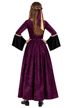 Girls Purple Renaissance Maiden Costume Dress Alt 1