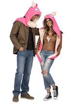 Adult Pink Penelope Pig Scarf Hood Costume Set Alt 1