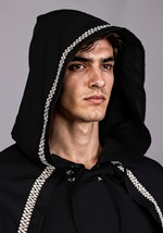 Adult Medieval Black Velvet Hooded Warlock Robe Alt 3