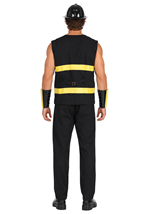 Mens Fire Fighter Black Uniform Costume Alt 1