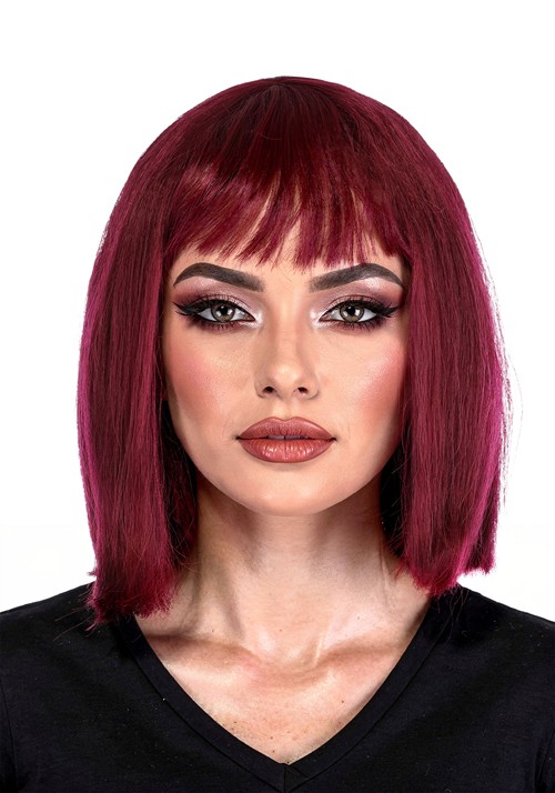Womens Burgundy Barbara Ann Bob Costume Wig