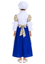 Child Floral Colonial Girl Blue Costume Dress Alt 1