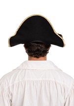 Adult Pirate Black Felt Costume Hat Gold Trim Alt 1