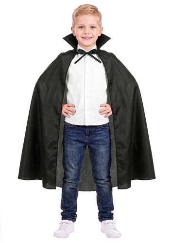 Kids Taffeta Black Costume Cape