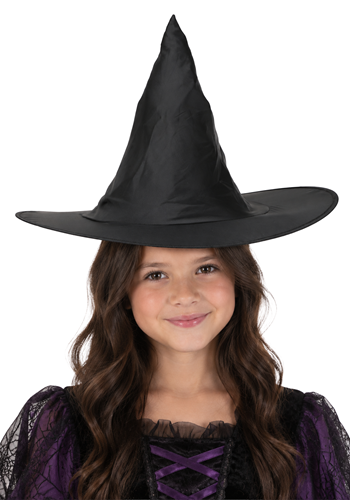 Kids Black Taffeta Witch Hat Accessory