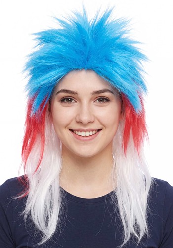 Adult Punk Red White and Blue Costume Wig