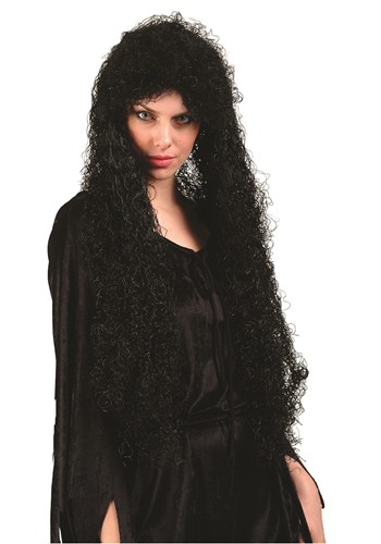 Womens Curly Black Costume Wig