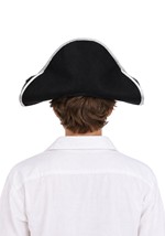 Kids Black Pirate Costume Felt Hat Silver Trim Alt 1