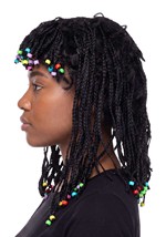 Adult Black Braided Costume Wig with Beads Alt 2