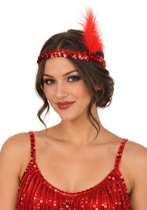 Womens Flapper Sequined Red Headband Accessory
