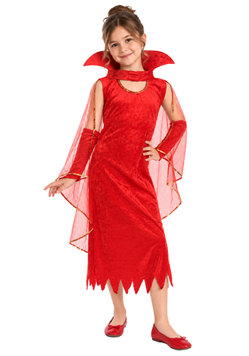 Girls Glamour Devil Red Costume Dress