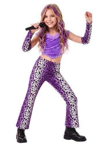 Kids Purple Cheetah Rock Star Costume