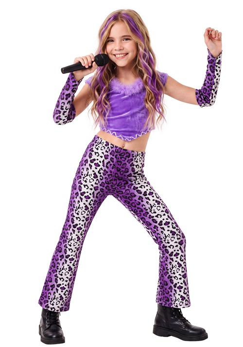 Kids Purple Cheetah Rock Star Costume