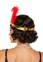 Womens Flapper Sequined Gold Headband Accessory Alt 1