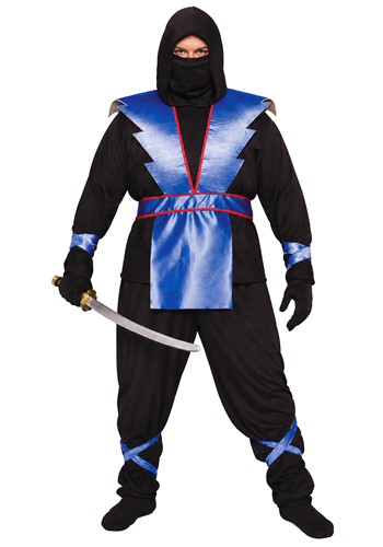 Plus Size Blue Ninja Master Armor Costume Men