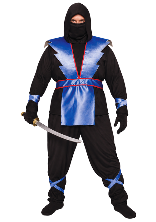 Plus Size Blue Ninja Master Armor Costume Men