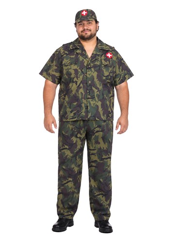 Plus Size Green Army Doctor Costume for Men