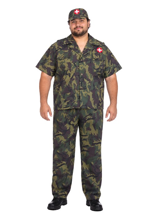 Plus Size Green Army Doctor Costume for Men