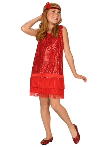 Girls Red Sequin Flapper Costume Dress
