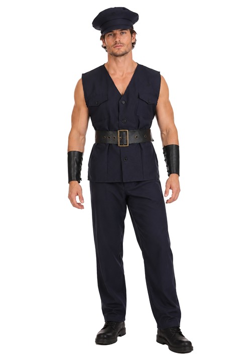 Mens Sleeveless Police Costume Outfit