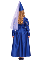 Girls Medieval Blue Princess Costume Dress Alt 1