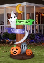 Inflatable Ghost Wrapped Sign Post Decoration