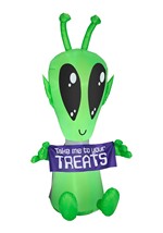 Green Alien with Banner Inflatable Decoration Alt 1