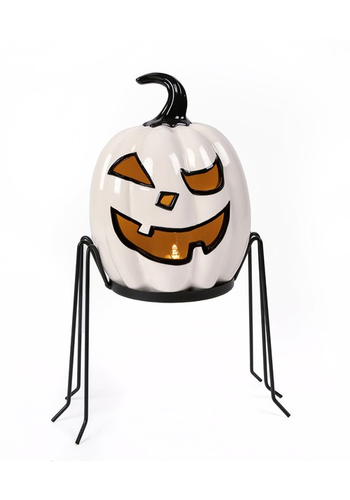 Pumpkin Ghost with Metal Holder Decoration