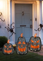 3 Piece Light Up Black Pumpkin Decoration Set Alt 1