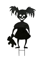Scary Girl Holding Toy Bear Lawn Halloween Decoration Alt 1
