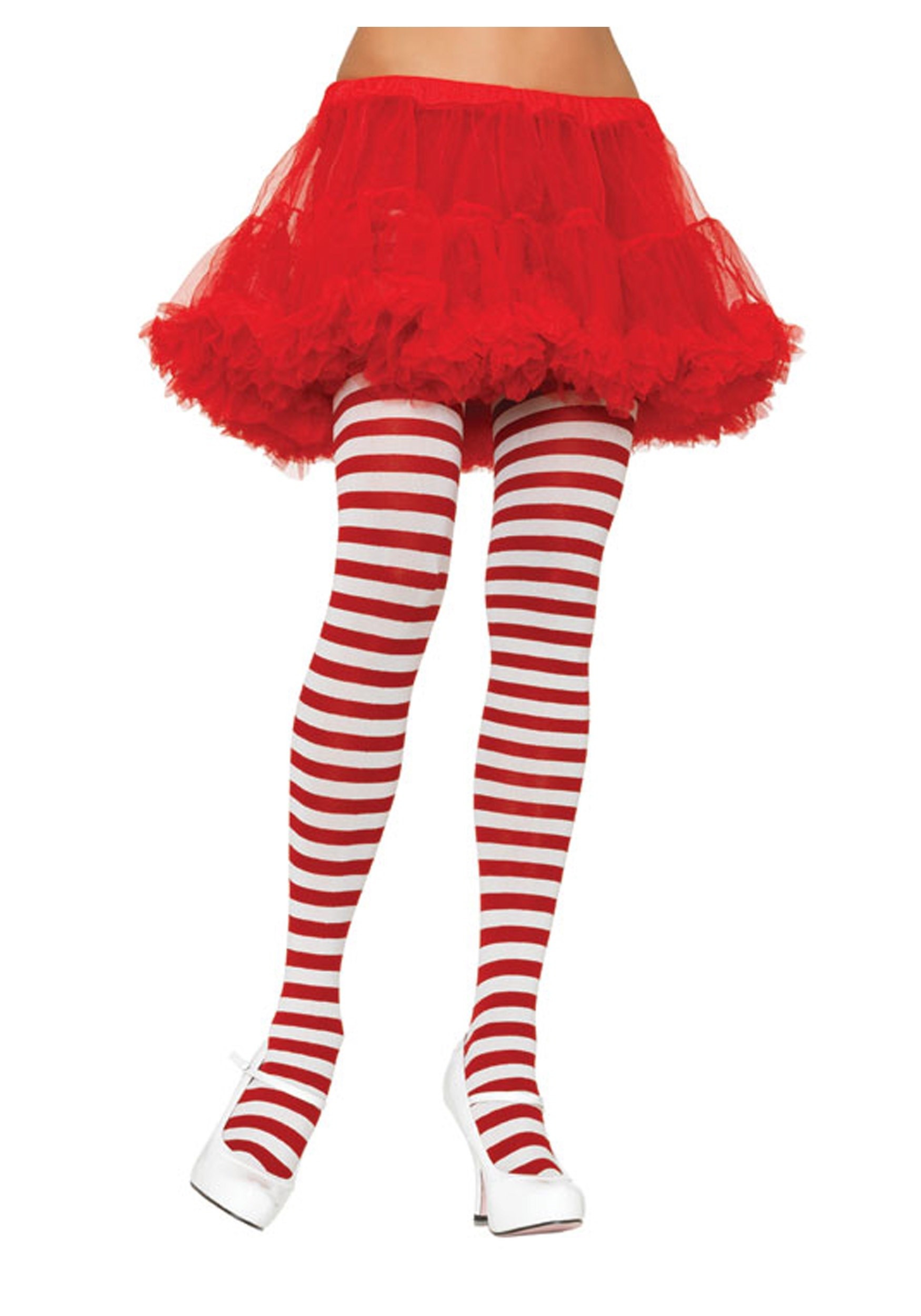  Medium Red & White Striped Ladies Pantyhose : Clothing