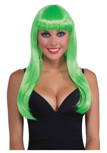 Long Neon Green Wig	