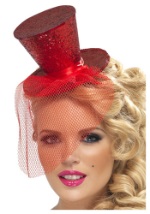 Fever Red Glitter Mini Top Hat	