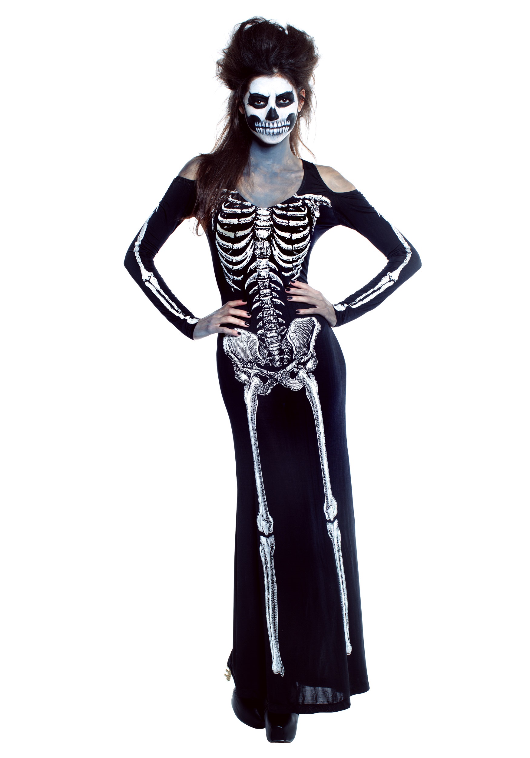 Womens Gothic Skeleton Bone Hands Printed Halloween Ladies Pants Leggings