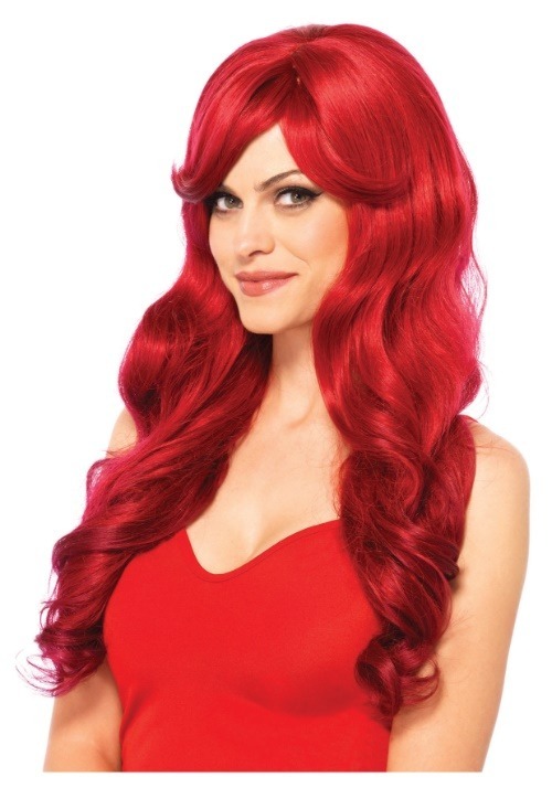 Womens Long Wavy Red Wig