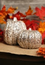 5 Inch Skinny Champagne Glitter Pumpkin Halloween Decoration