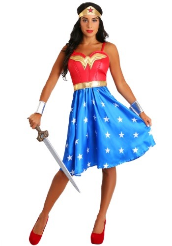 Adult Deluxe Long Dress Wonder Woman Costume-update2