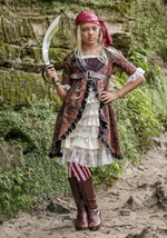 Girl's Brown Coat Pirate Costume Alt 5